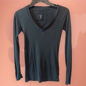 Gap Womens Black Long Sleeve V-Neck T-Shirt XSmall